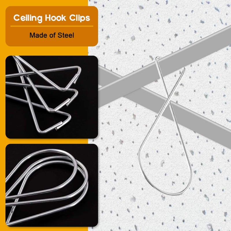 Rustark 30 pcs Drop Ceiling Hanger Kit- 15 pcs Crystal Clear Hinged Polycarbonate T-Bar Clips and 15 pcs Ceiling Tile Hooks for Hanging Plants & Decorations at Classroom, Offices, Hold up to 10lbs - Image 5